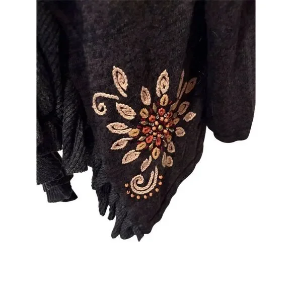 Mandal Bay Women's Standard XL Floral Embroidered Ruffle Cardigan Sweater - Picture 4 of 7